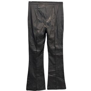 Princess Polly Faux Vegan Leather Pants Flair Leg Side Zipper High Waisted 8